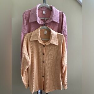 7th RAY NWT Top Jacket blush & Yellow Thermal Buttons Size Medium & 1X